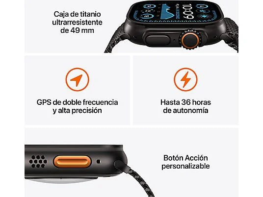 Apple Watch Ultra 2 (2024), GPS + Cellular, 49 mm, cassa in titanio naturale, gesto doppio tocco, cinturino in maglia milanese in titanio naturale, taglia L