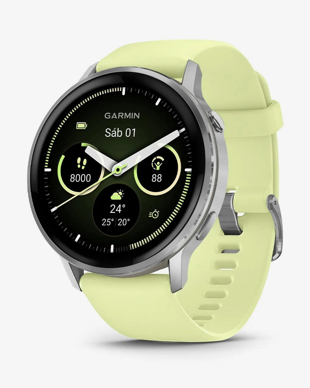 Garmin Venu 4 - 45 mm Argento con cinturino giallo