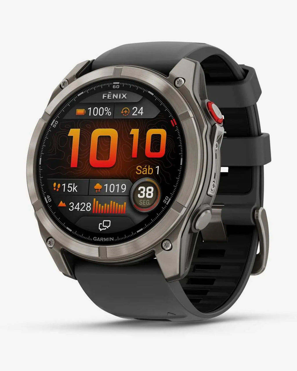 Garmin Fenix 8 Pro AMOLED Zaffiro 51mm Grigio Titanio Argento con cinturino nero/grigio