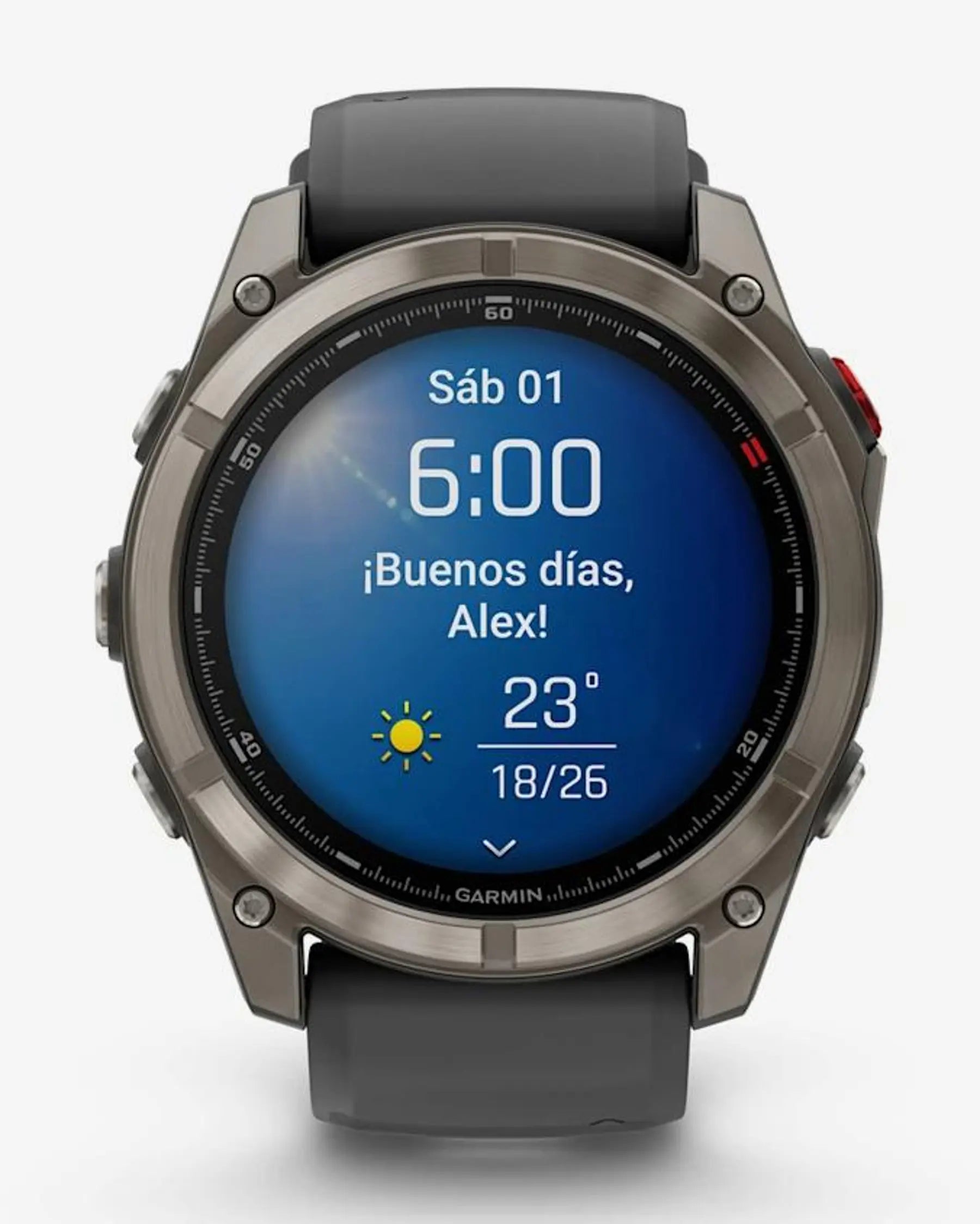 Garmin Fenix 8 Pro AMOLED Zaffiro 51mm Grigio Titanio Argento con cinturino nero/grigio