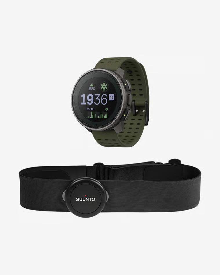 Suunto Vertical Titanium Solar Green + Fascia cardio intelligente Suunto
