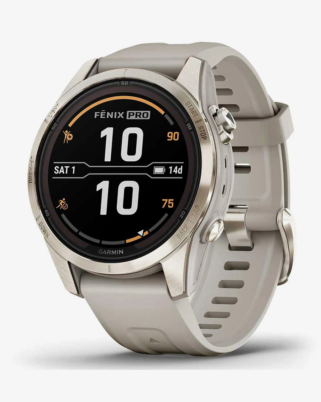 Garmin Fenix 7S Pro Sapphire Solar Oro con cinturino beige