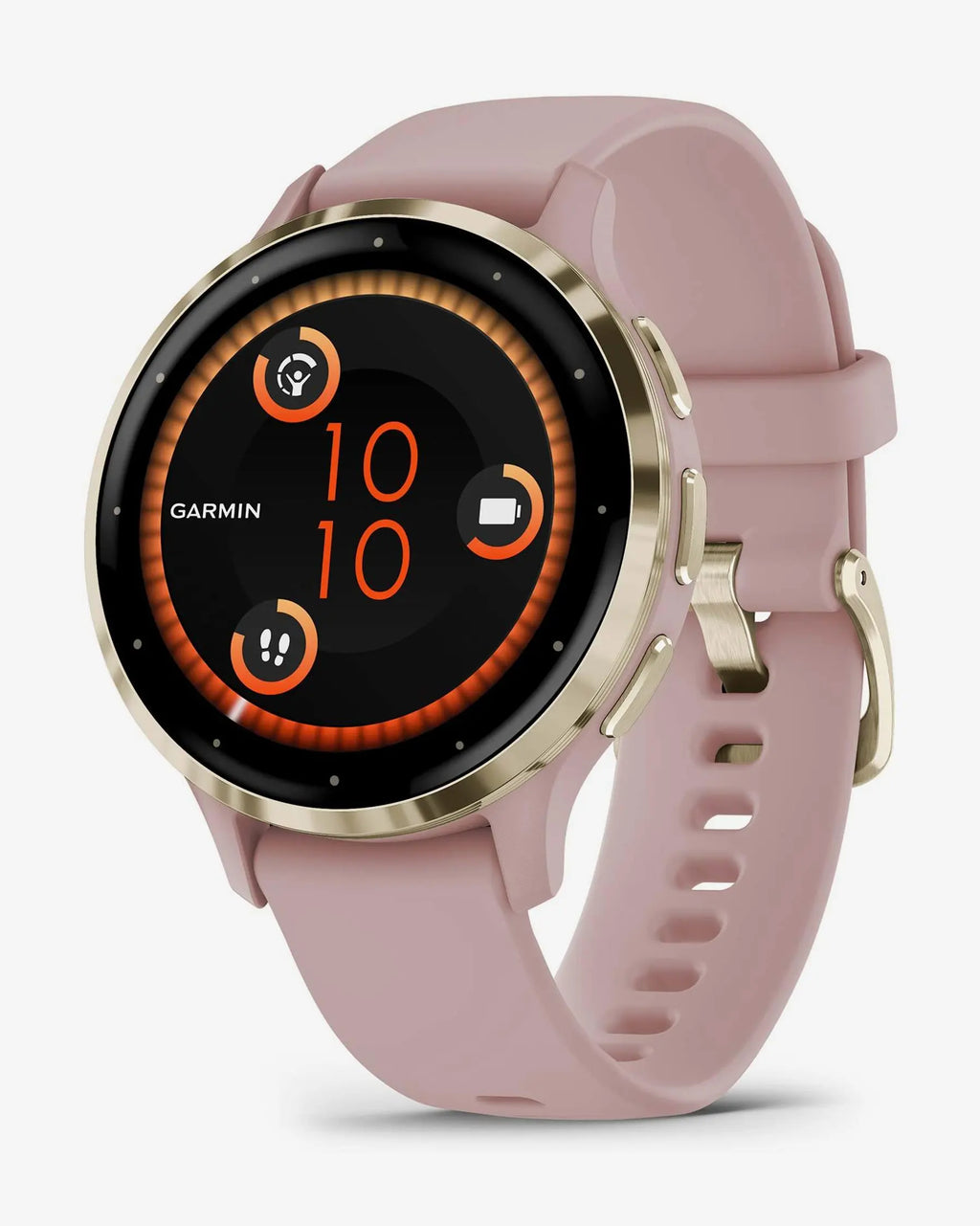 Garmin Venu 3S beige oro con cinturino in silicone rosa chiaro