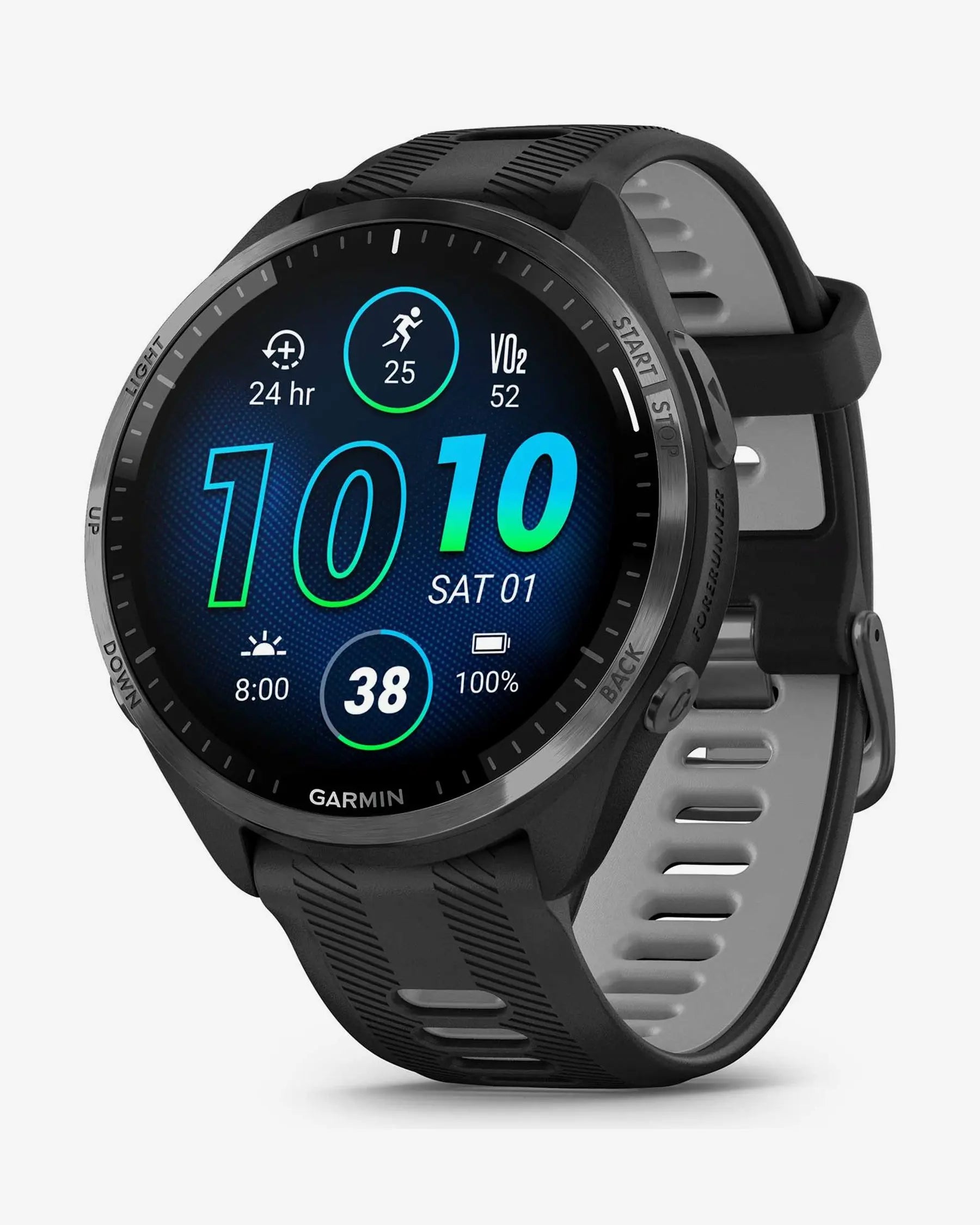 Garmin Forerunner 965 Nero con cinturino nero e grigio
