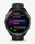 Garmin Forerunner 965 Nero con cinturino nero e grigio