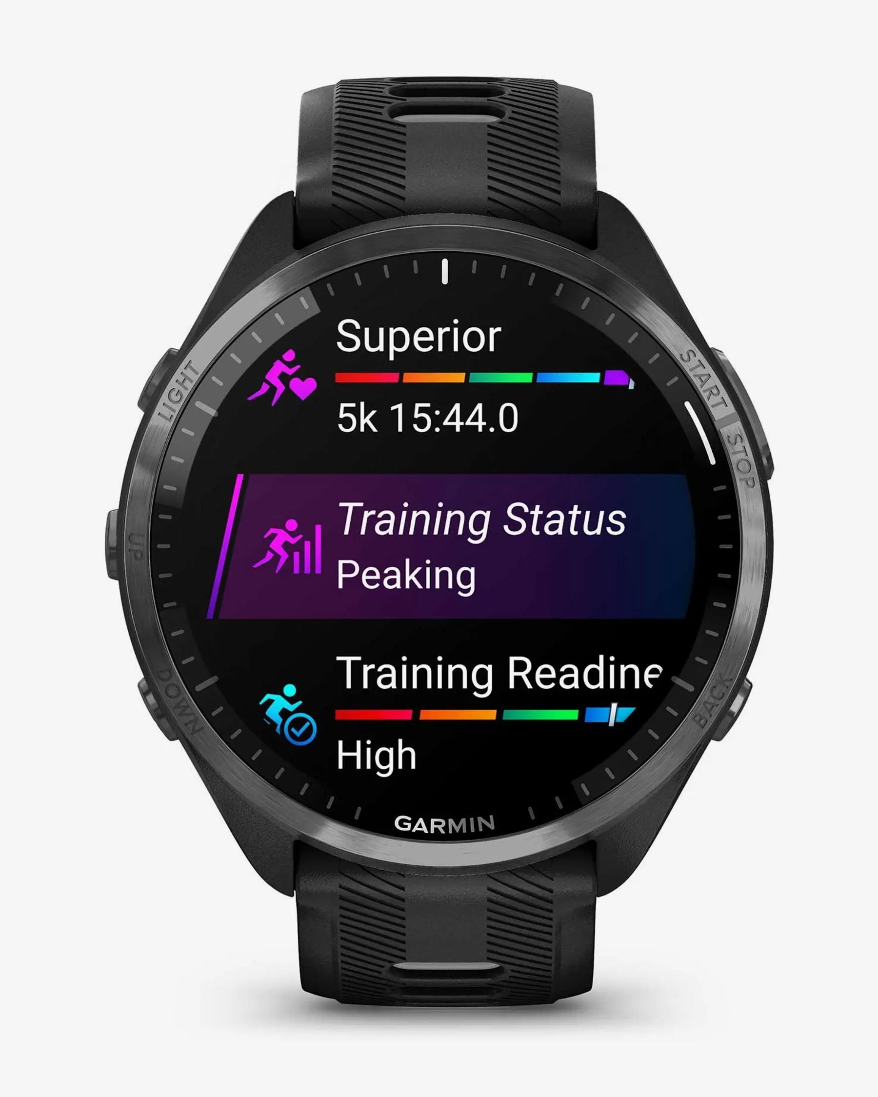 Garmin Forerunner 965 Nero con cinturino nero e grigio