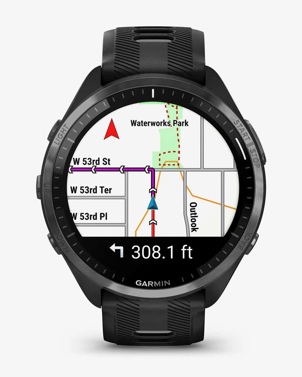 Garmin Forerunner 965 Nero con cinturino nero e grigio