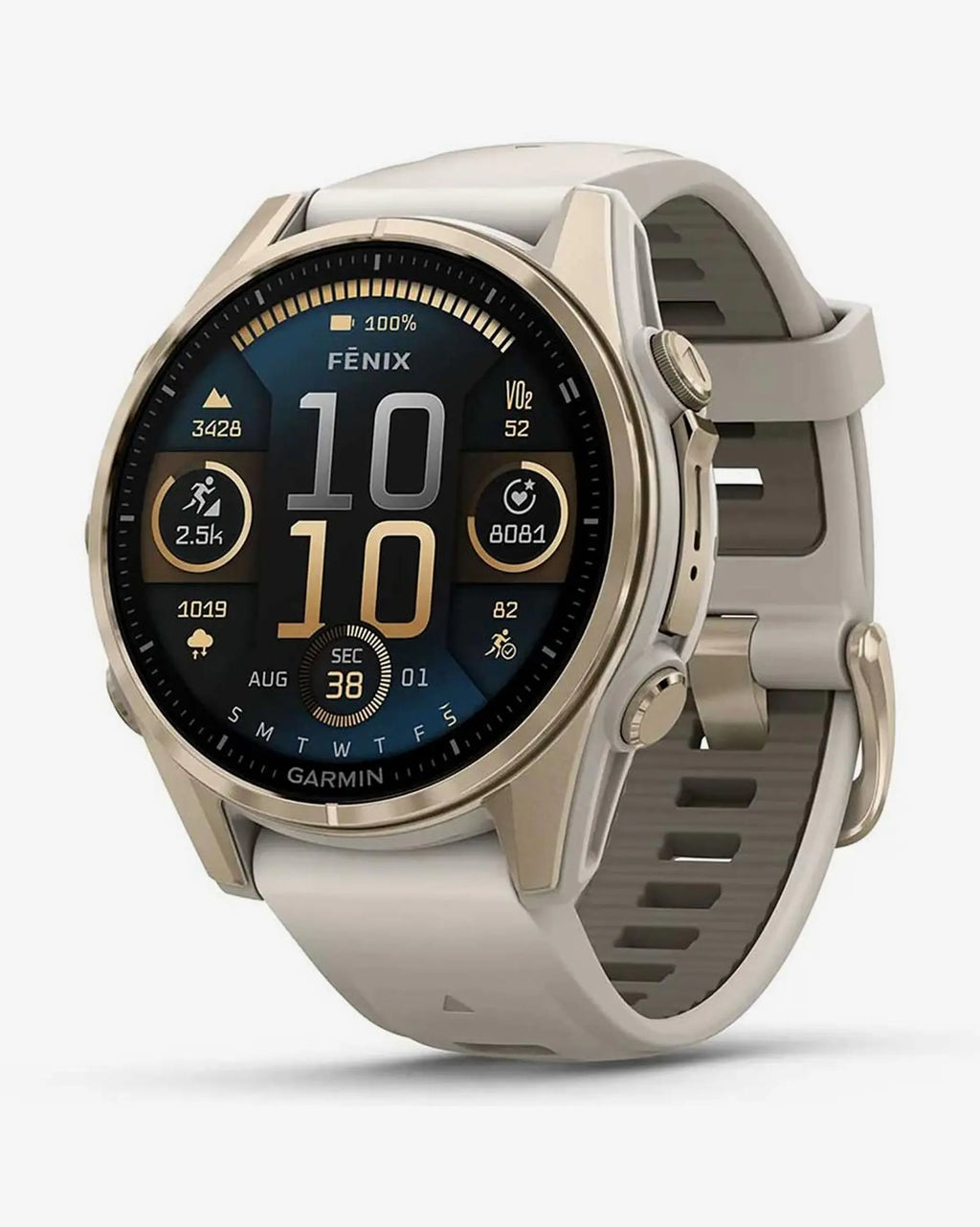 Garmin Fenix 8 AMOLED Zaffiro 43mm Oro con cinturino Beige
