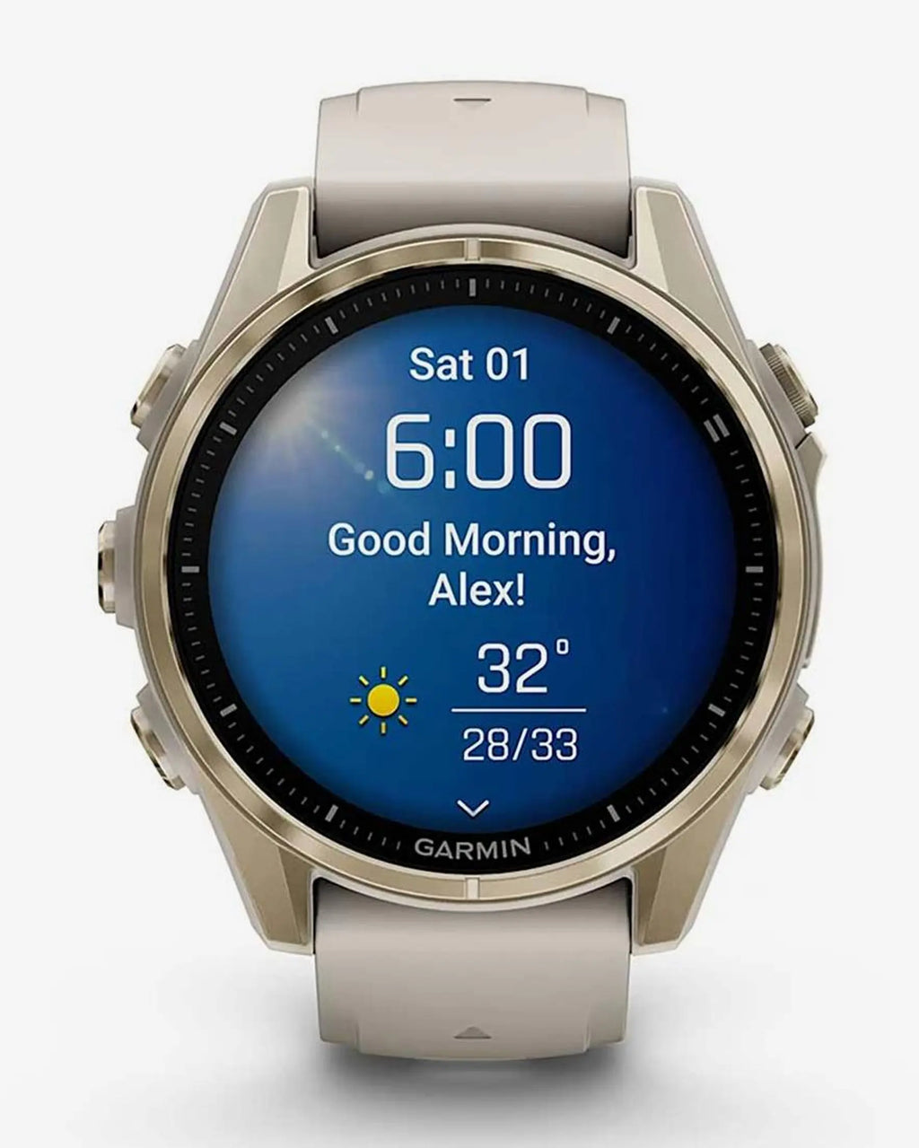 Garmin Fenix 8 AMOLED Zaffiro 43mm Oro con cinturino Beige