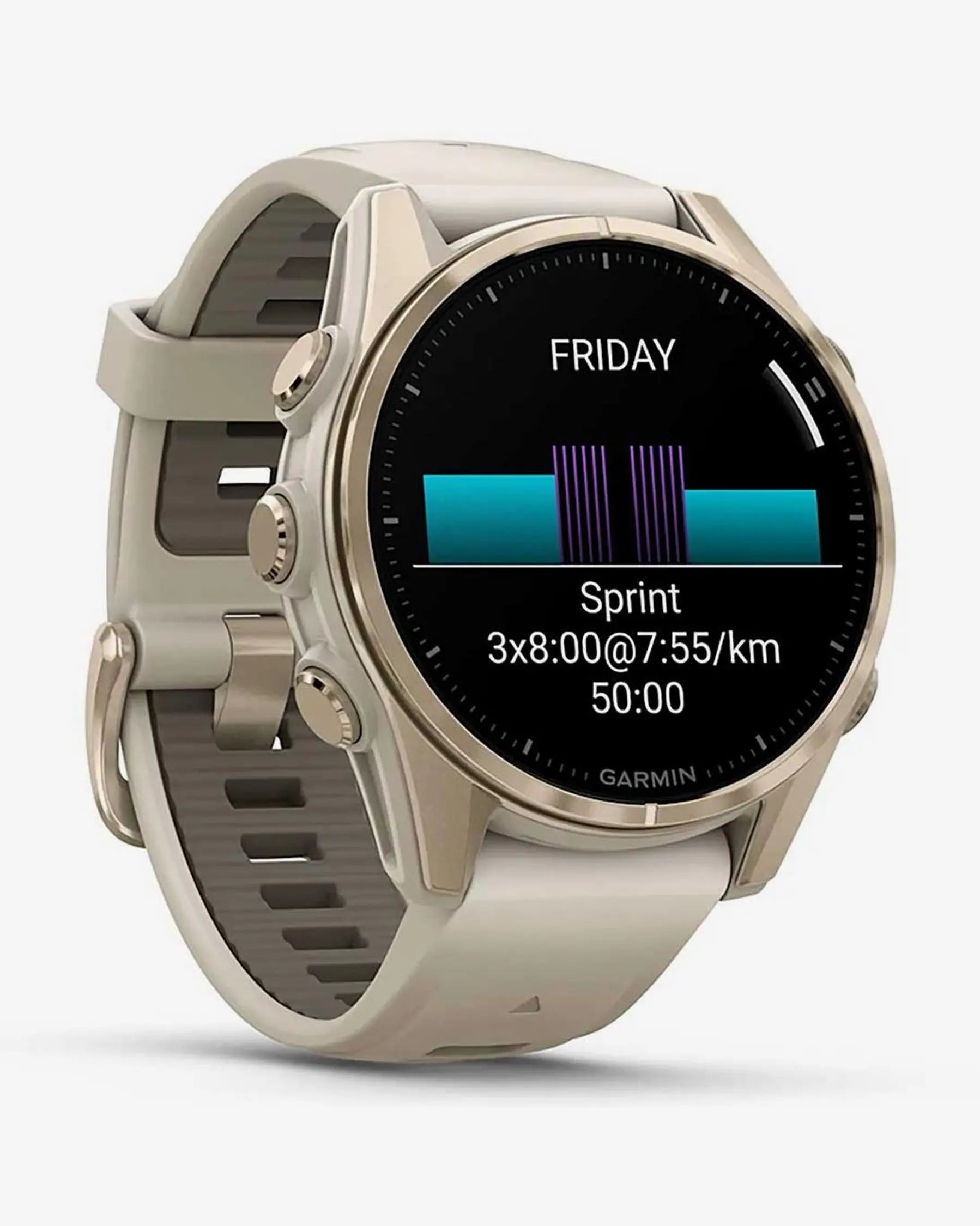 Garmin Fenix 8 AMOLED Zaffiro 43mm Oro con cinturino Beige