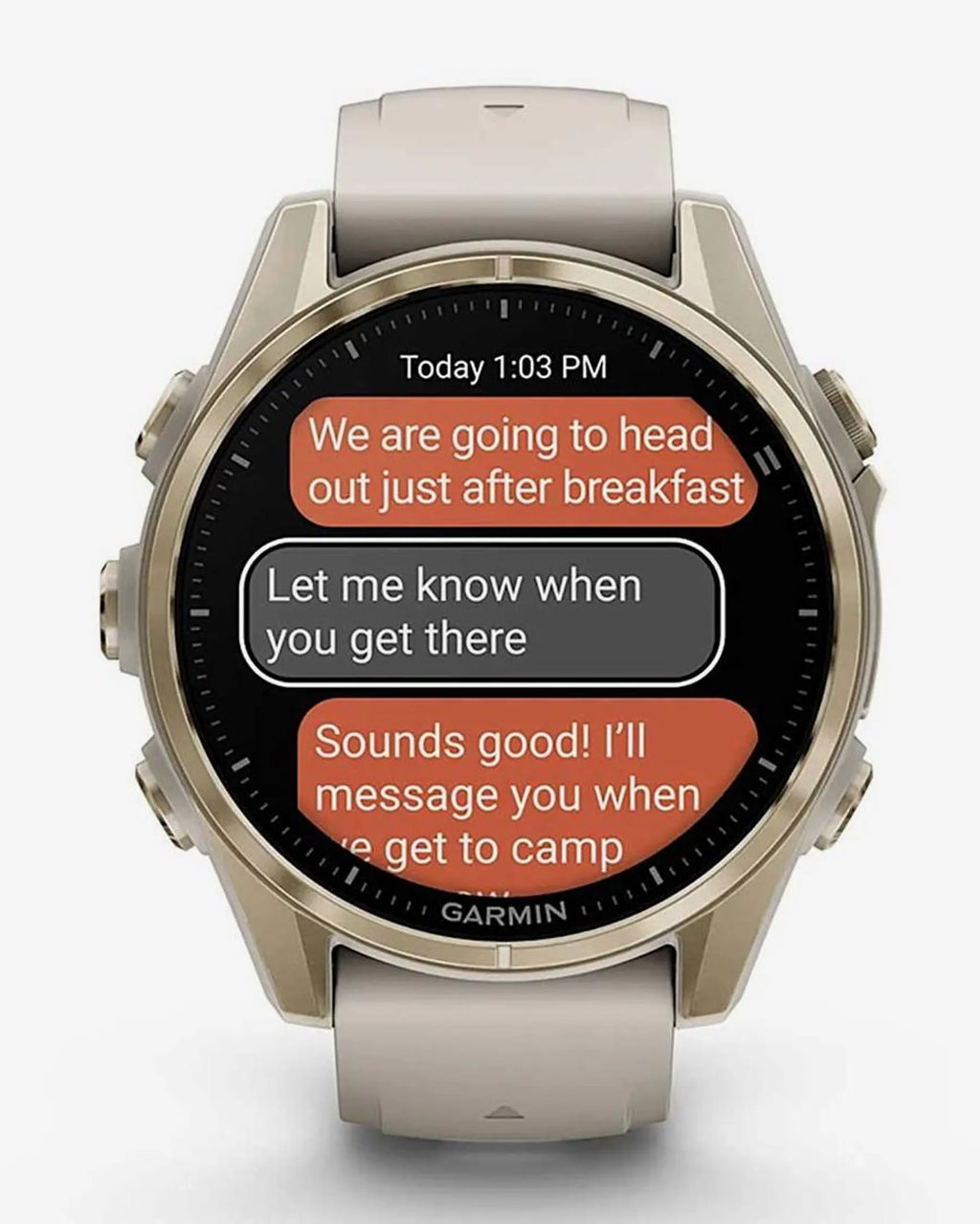 Garmin Fenix 8 AMOLED Zaffiro 43mm Oro con cinturino Beige