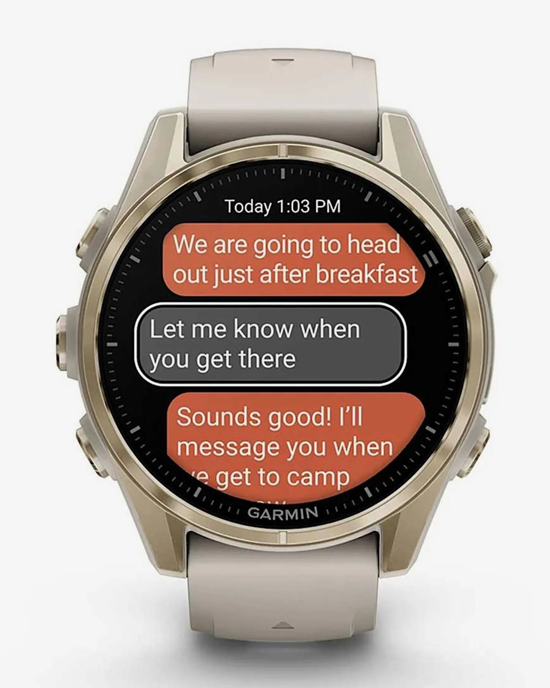 Garmin Fenix 8 AMOLED Zaffiro 43mm Oro con cinturino Beige