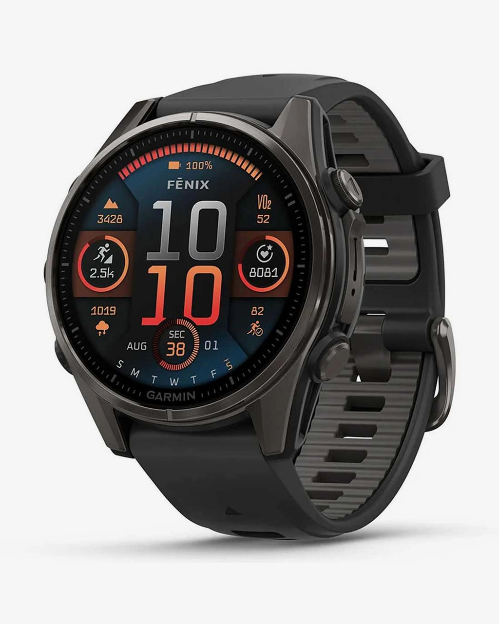 Garmin Fenix 8 AMOLED Saphir 43 mm Titane gris carbone bracelet noir