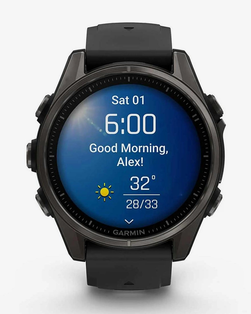 Garmin Fenix 8 AMOLED Saphir 43 mm Titane gris carbone bracelet noir