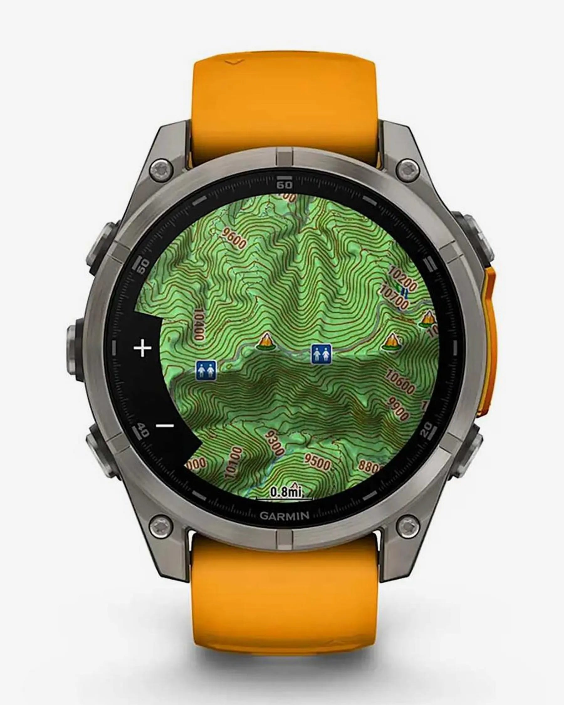 Garmin Fenix 8 AMOLED Sapphire 47mm Argento Titanio Cinturino Arancione