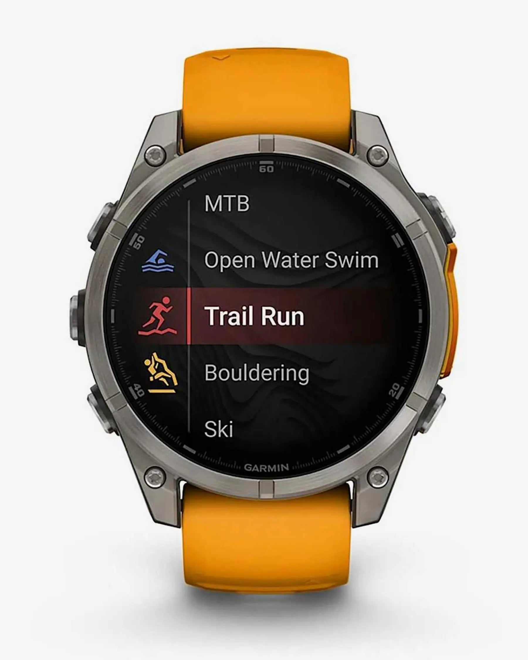 Garmin Fenix 8 AMOLED Sapphire 47mm Argento Titanio Cinturino Arancione