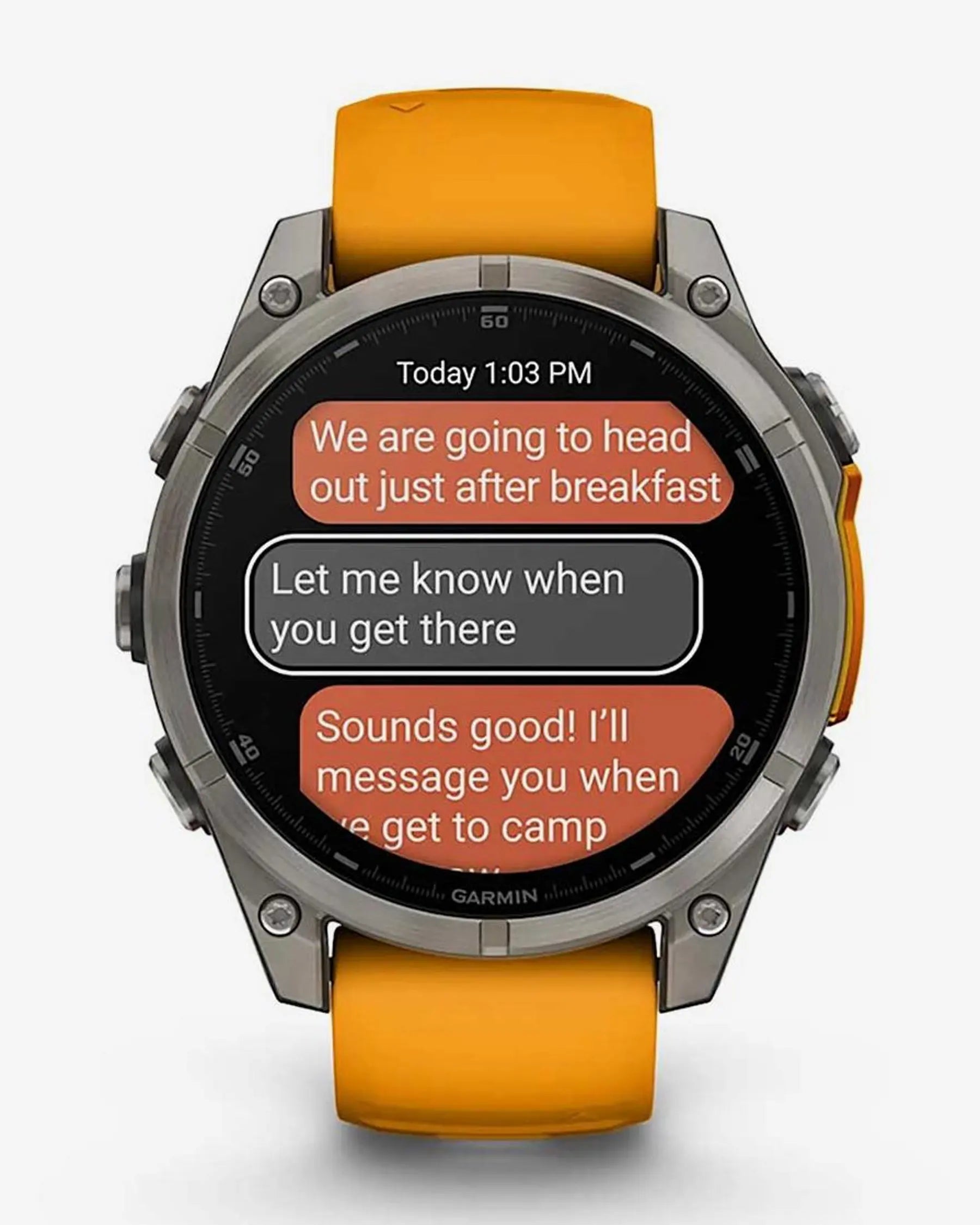 Garmin Fenix 8 AMOLED Sapphire 47mm Argento Titanio Cinturino Arancione