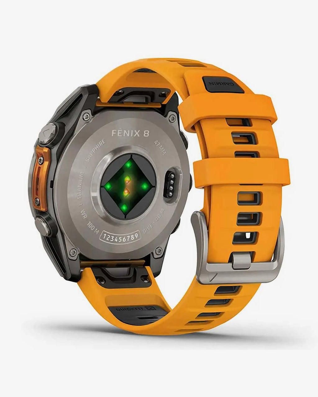 Garmin Fenix 8 AMOLED Sapphire 47mm Argento Titanio Cinturino Arancione