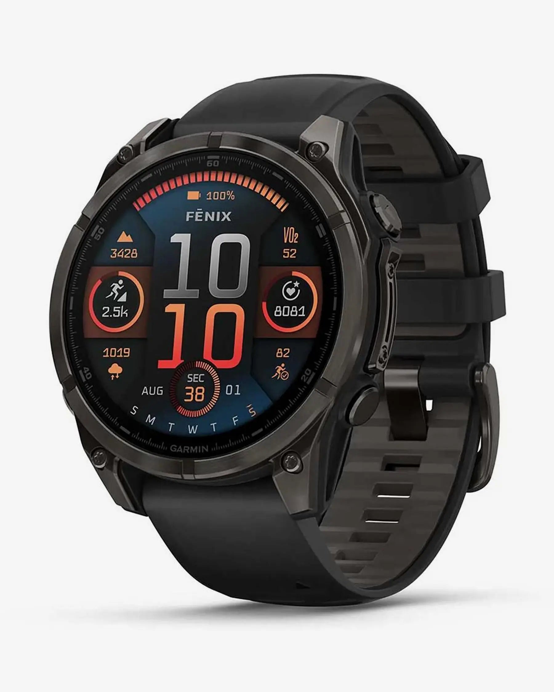 Garmin Fenix 8 AMOLED Sapphire 47mm Titanio Carbonio Grigio Cinturino Nero
