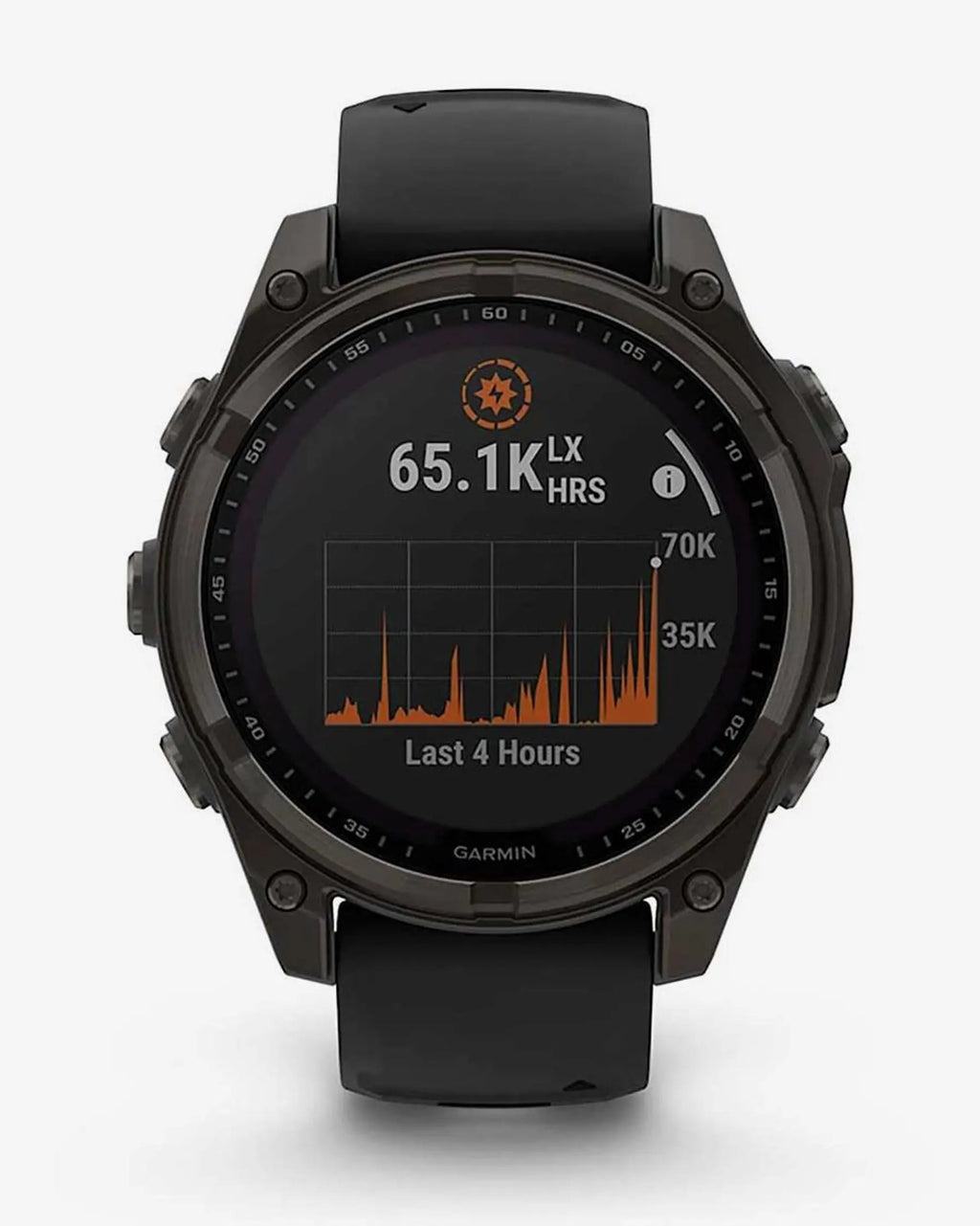 Garmin Fenix 8 Sapphire Solar 47mm in titanio, grigio carbonio e cinturino nero
