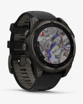 Garmin Fenix 8 Sapphire Solar 47mm in titanio, grigio carbonio e cinturino nero