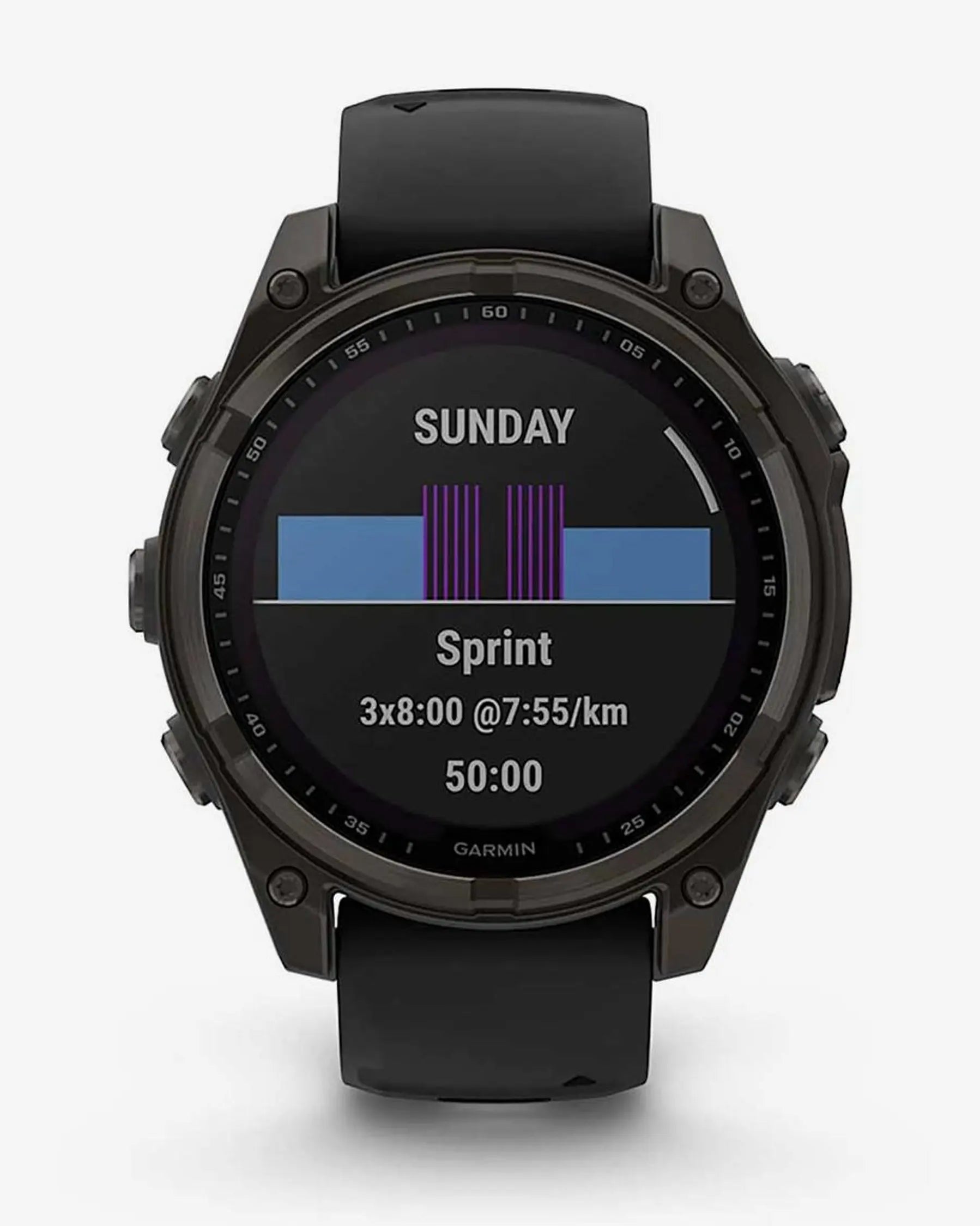 Garmin Fenix 8 Sapphire Solar 47mm in titanio, grigio carbonio e cinturino nero