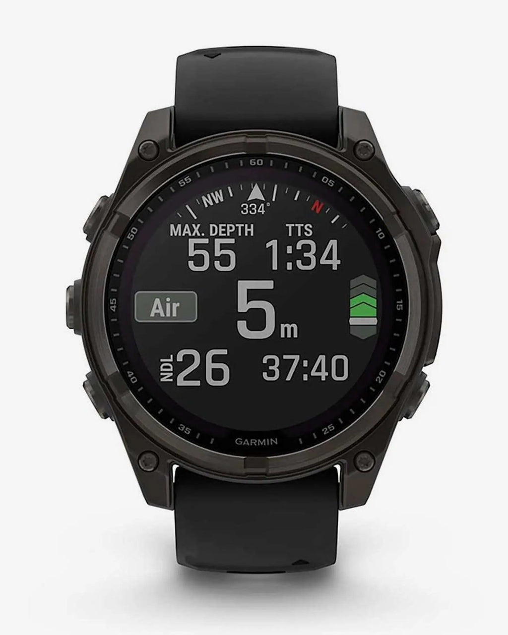 Garmin Fenix 8 Sapphire Solar 47mm in titanio, grigio carbonio e cinturino nero