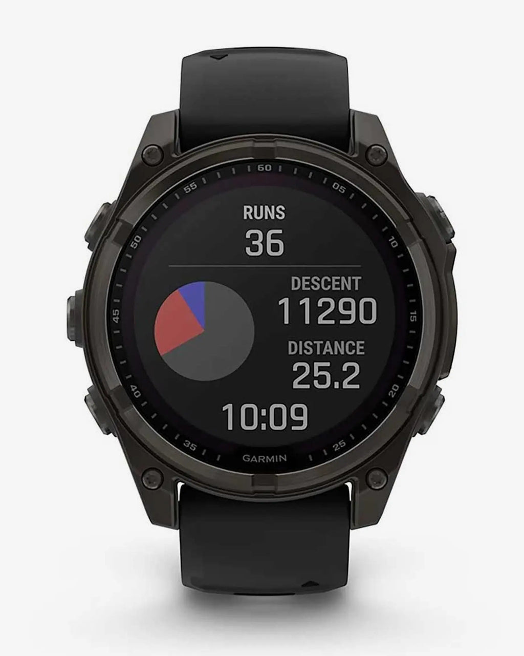 Garmin Fenix 8 Sapphire Solar 47mm in titanio, grigio carbonio e cinturino nero