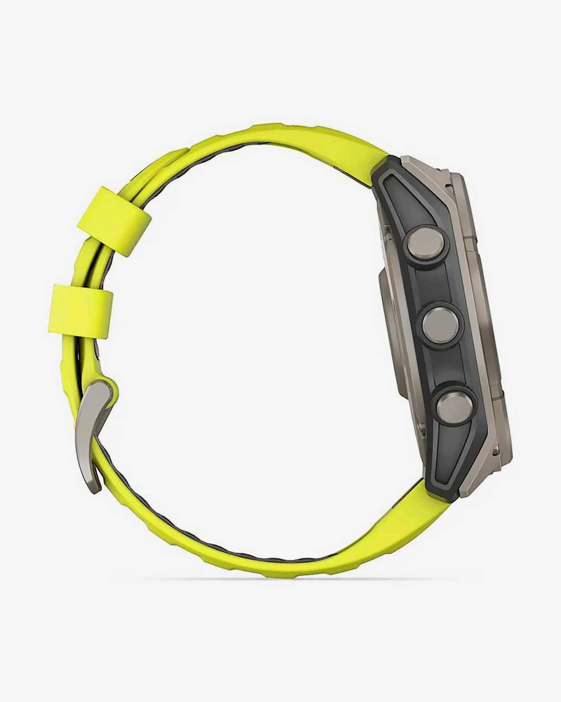 Garmin Fenix 8 Sapphire Solar 51mm in titanio grigio con cinturino giallo