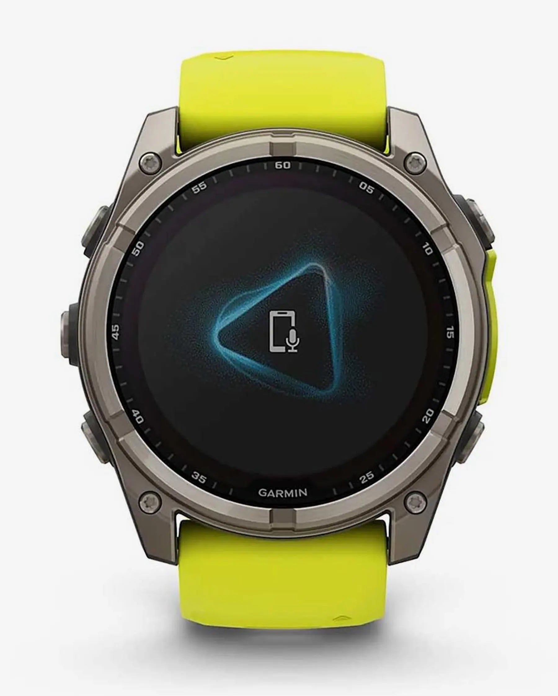 Garmin Fenix 8 Sapphire Solar 51mm in titanio grigio con cinturino giallo