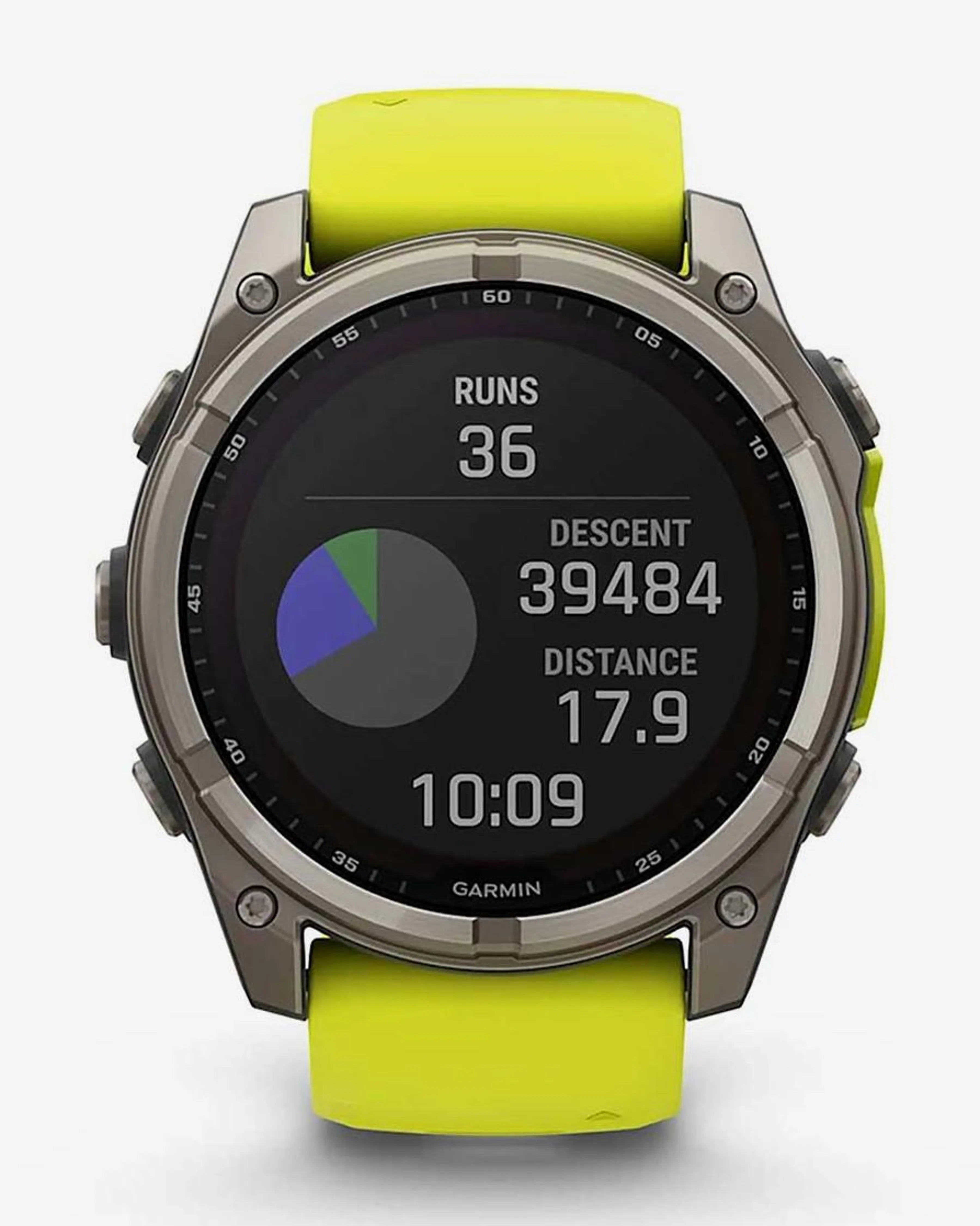 Garmin Fenix 8 Saphir Solaire 51 mm Titane gris bracelet jaune