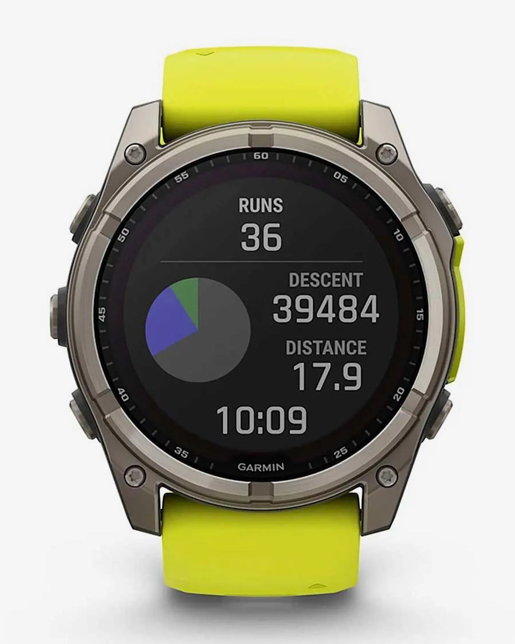 Garmin Fenix 8 Sapphire Solar 51mm in titanio grigio con cinturino giallo
