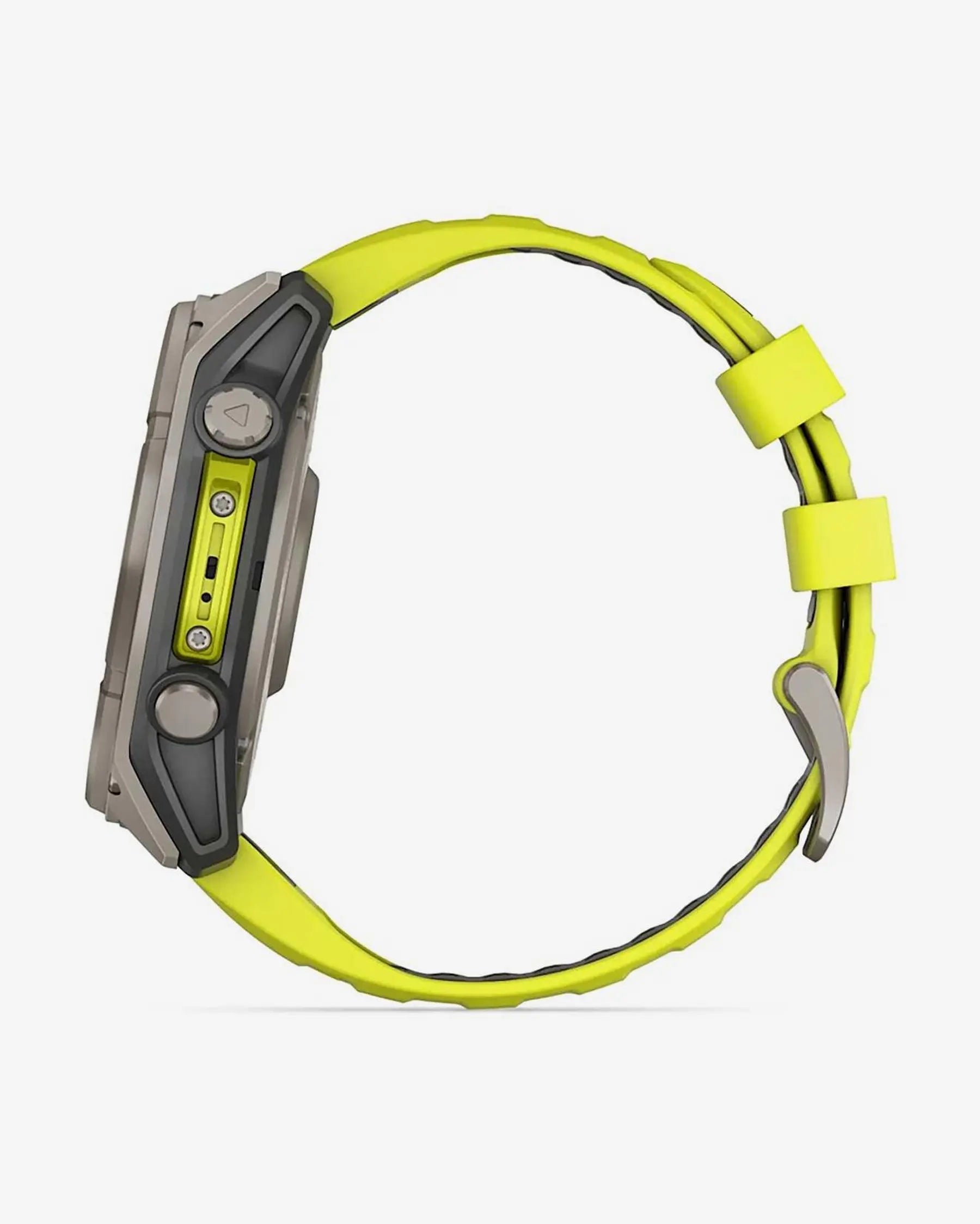 Garmin Fenix 8 Sapphire Solar 51mm in titanio grigio con cinturino giallo